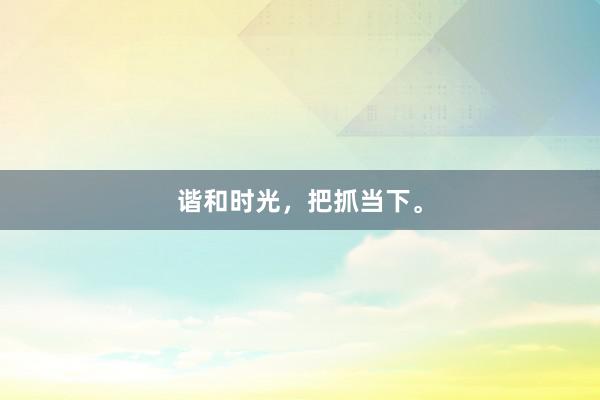 谐和时光，把抓当下。